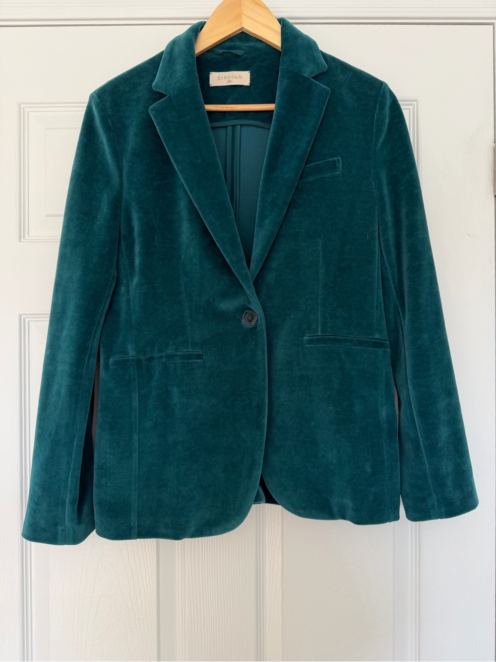 Circolo 1901 Teal Velvet One Button Blazer Size 48 (US 12)